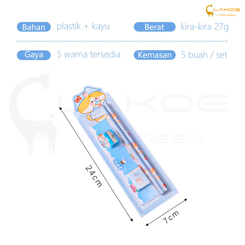 Mini Stationary Set Alat Tulis anak lucu Pensil set 5in1