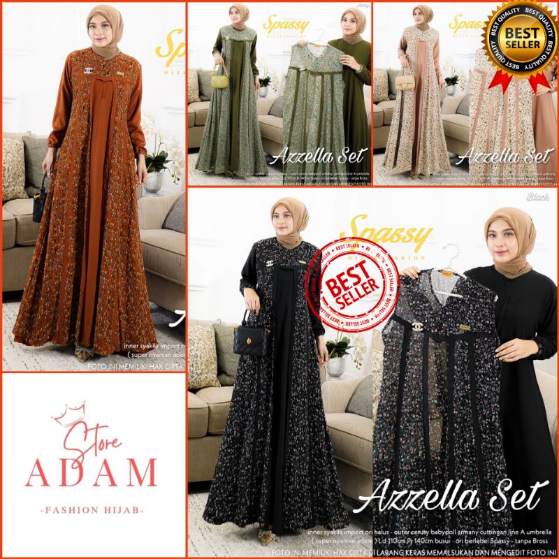 [[ RESTOCK ]] AZELLA + MAHES SET DRESS MAXY SPASSY ORIGINAL BERLABEL PREMIUM GAMIS MUSLIMAH WANITA T