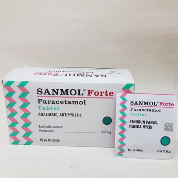 SANMOL FORTE TABLET ISI 4 PARACETAMOL 650 MG PER BOX