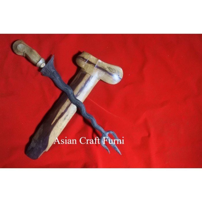 keris trisula antik warangka kayu asem tinggalan kakek buyut ASCF7878