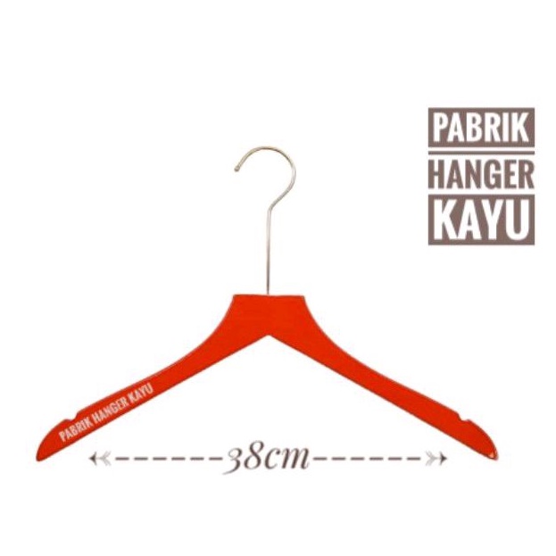 HANGER KAYU KEPALA LURUS 38CM HOOK GOLD