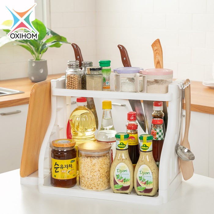 Rak Oxihom Rak Dapur Susun Plastik Tempat Penyimpanan Kamar Mandi 2 Susun