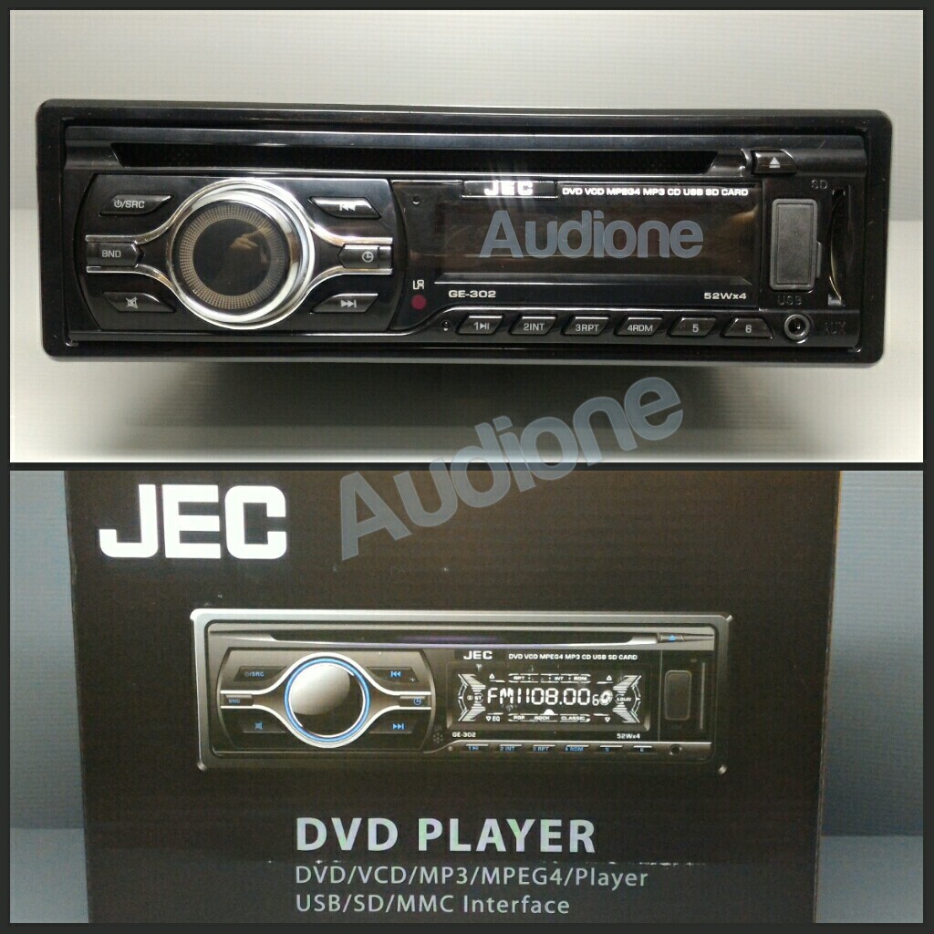Single Din JEC GE-302 DVD VCD MPEG4 USB SD MMC MP3