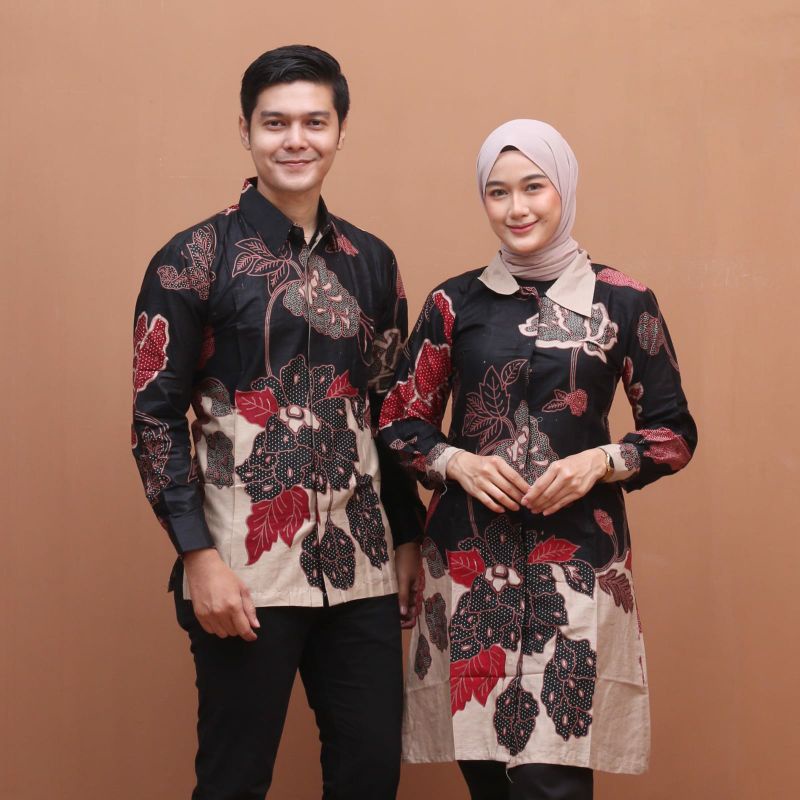 Murah Batik Sarimbit Motif Mawar Hitam Model Terbaru