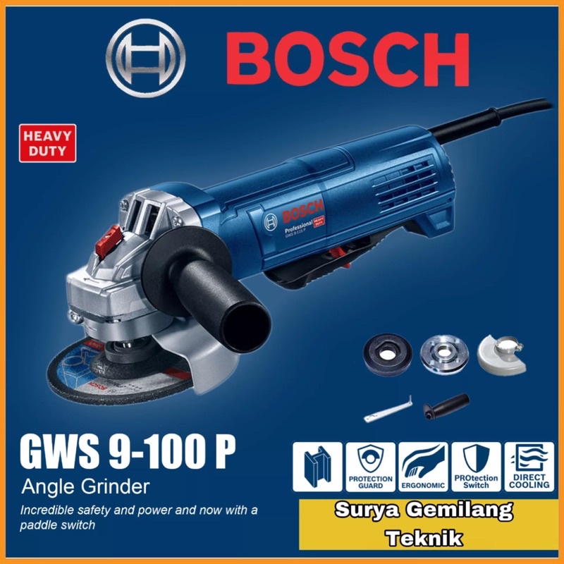 Bosch Angle Grinder / Mesin Gerinda Tangan Listrik 100mm 900Watt GWS 9-100 P