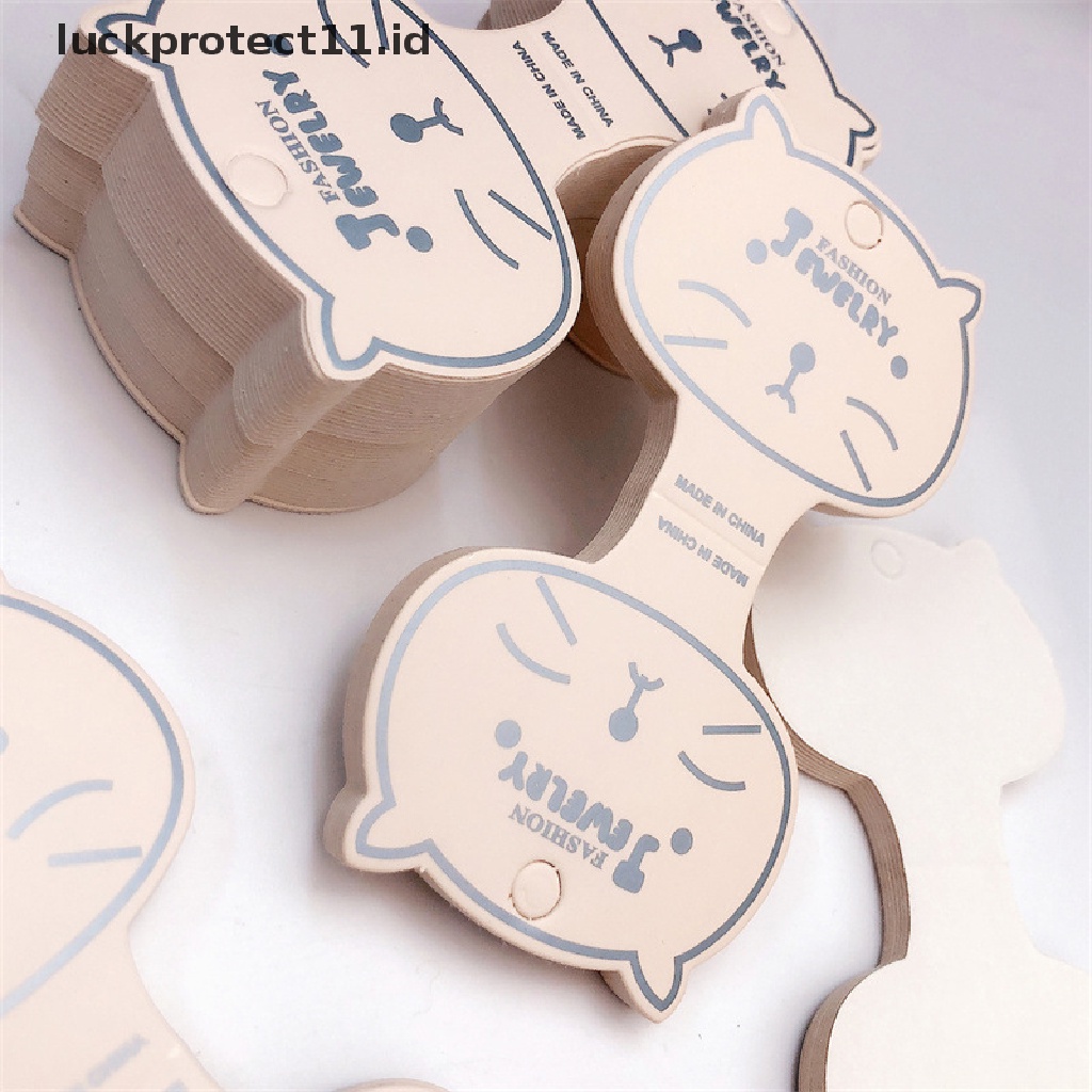 /Fashion Hot// Fashion Hot// 50pcs Kertas Kraft Wajah Kucing Packing Tag Kartu Handmade Rambut Perhiasan Display Cap.