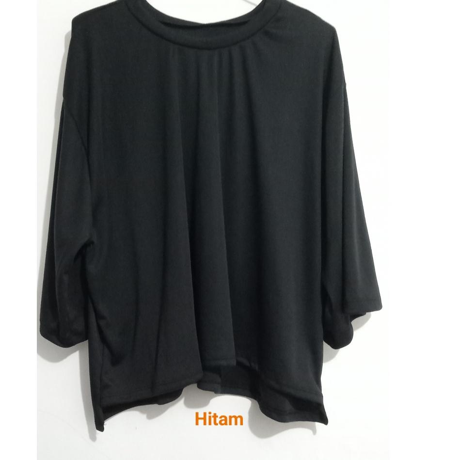 LSO.22De22м ‑ Kaos Atasan Oversize T shirt Besar Jumbo Wanita Lengan 3/4 LD 100 110 120 130 Tshirt K