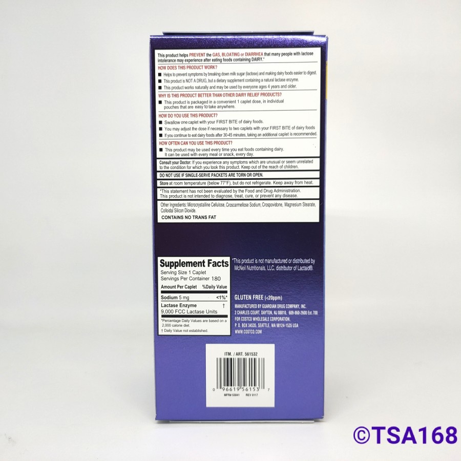 Kirkland Signature Fast Acting Lactase - 180 Caplets