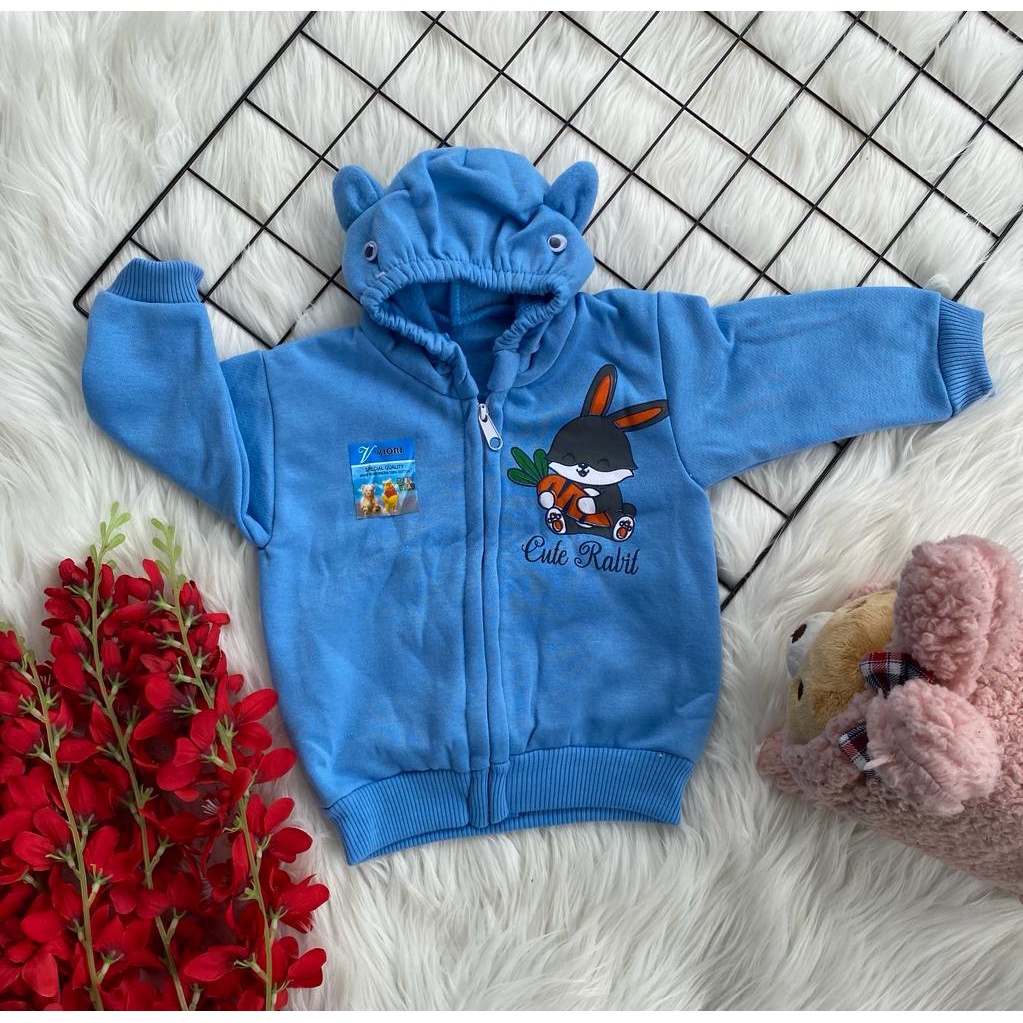 jaket anak murah lucu motif rabbit atasan 3-18 bulan