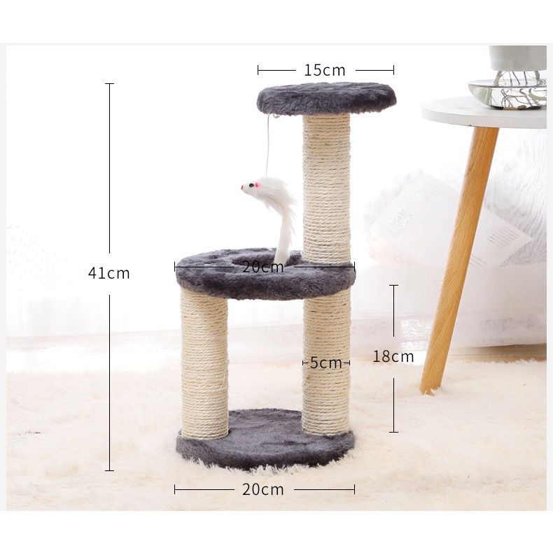 Pet’ oPedia  Cat Tree kandan Kucing Cat condo Double Tidur -Mainan Kucing gelegan dan minimalis, bahan lembut dan struktur kuat