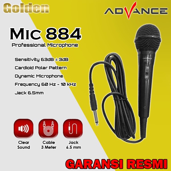 ADVANCE MIC884 / MIC-884 Microphone mic Karoeke Kabel Jack 6.5mm