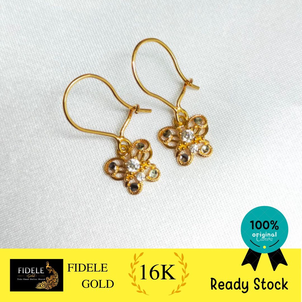 Anting Desi Kupu Permata Emas Asli 700