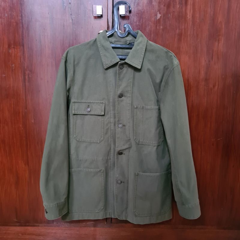 (NEVER USED) UNIQLO Men Washed Utility Jacket ( Jersey ) - 56 Olive - Size S
