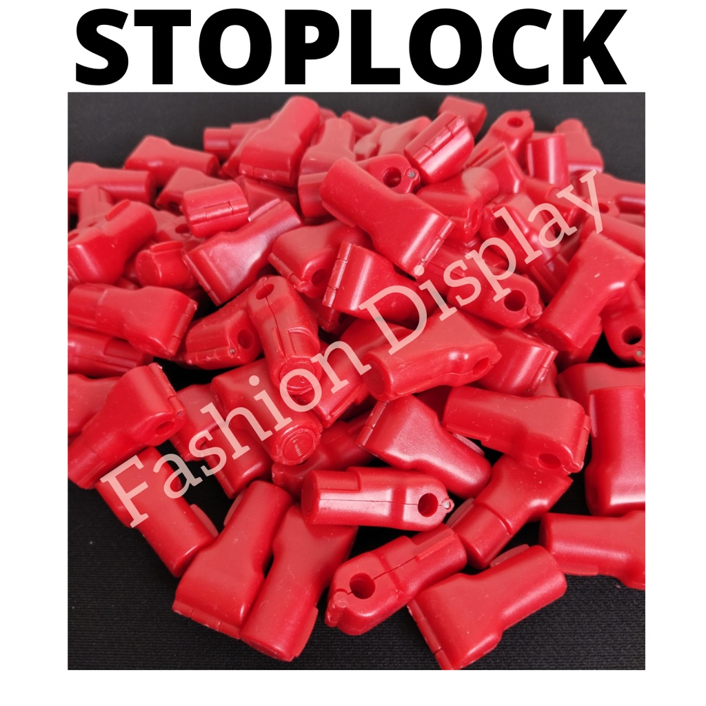 Stoplock Pengunci 6mm dan 5mm Single Ram Single Hook Warna Merah Pengaman barang Jualan Gembok Pengunci(bh)