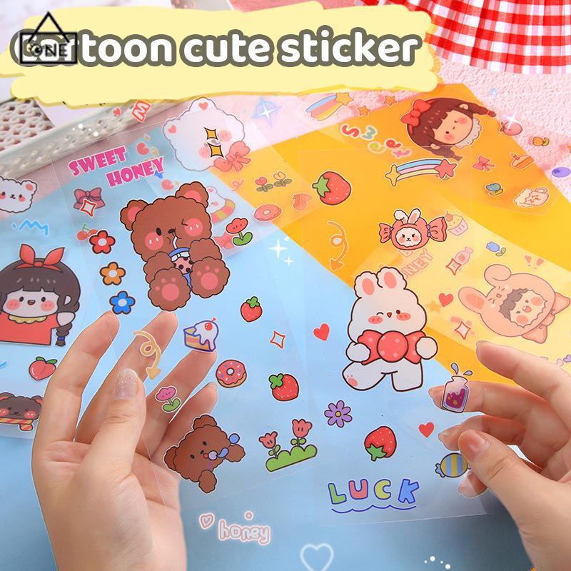 COD❤️Kartun Lucu Stiker Buku Pegangan Bahan Stiker Dekorasi Transparan Gelas Air Alat Tulis-A.one