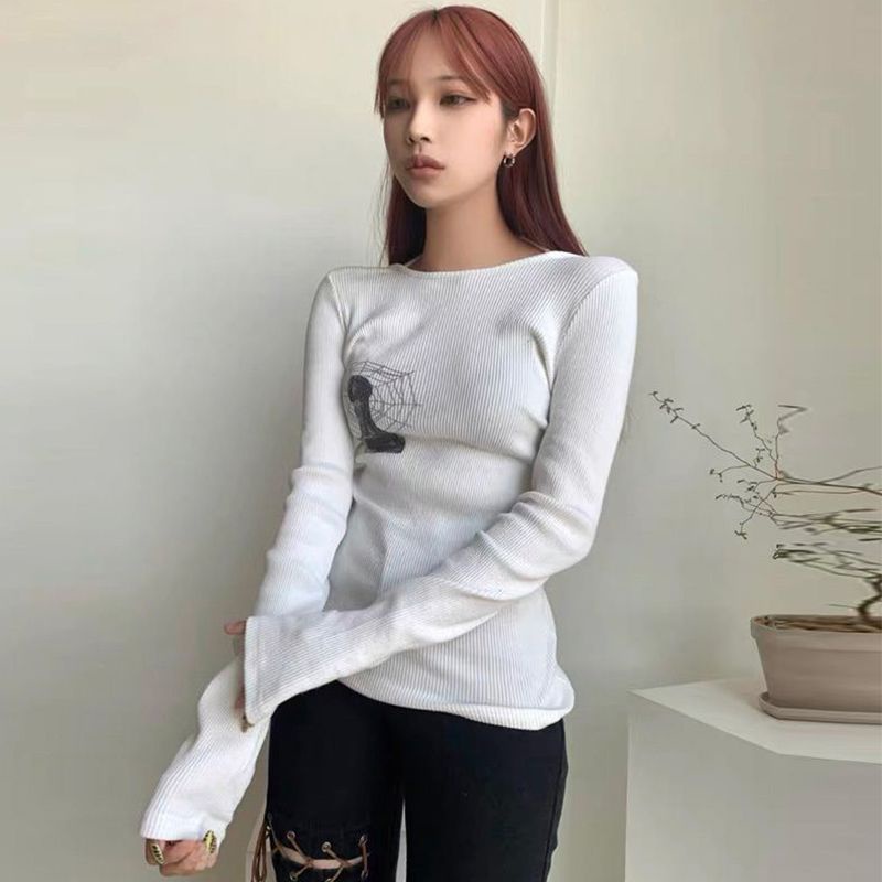 ☈▪Suhao 2022 Musim Gugur dan Musim Dingin Baru Rasa Desain Niche Slim Lengan Panjang T-shirt Wanita Universal Bagian Dalam Kemeja Hot Girl top Ins