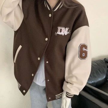 Jacket Baseball GO PARTY IN 1980 Sweater Varsity Pria Wanita Oversize Bahan FLEECE OOTD Korean Look Kasual Santai