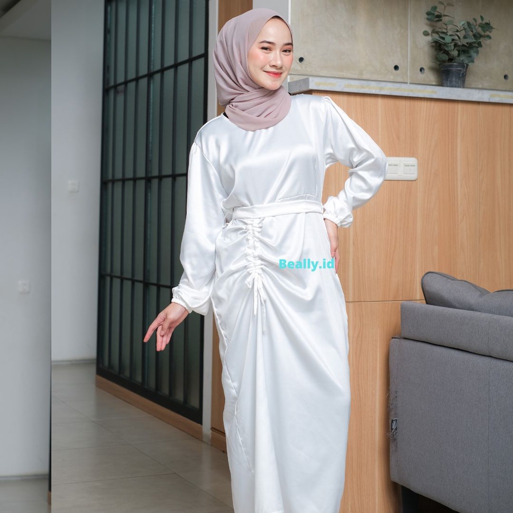 DRESS SERUT SATIN | GAMIS SERUT ABELIA DRESS | BAJU KONDANGAN BRIDESMAID WANITA SATIN SILK