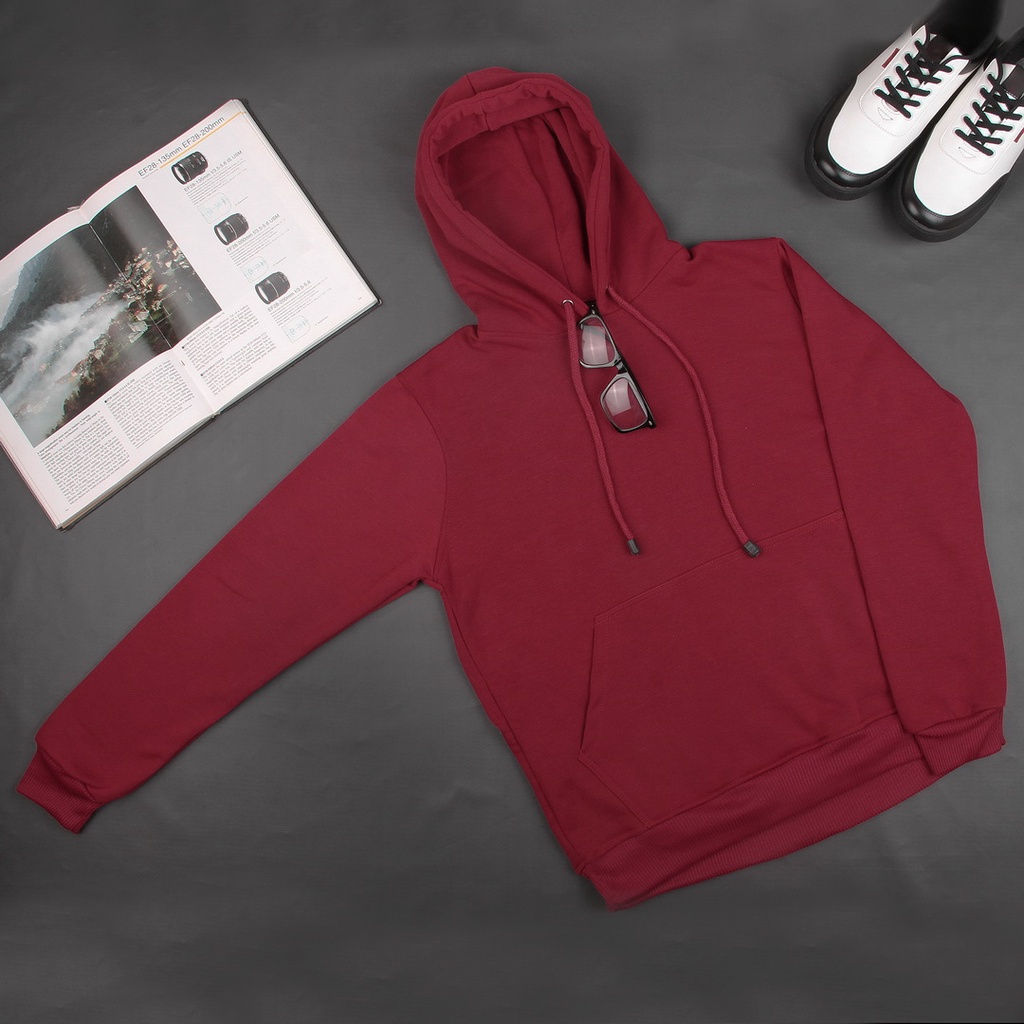 Sweater Hoodie Buffback Jumper Polos Pria Wanita Maroon