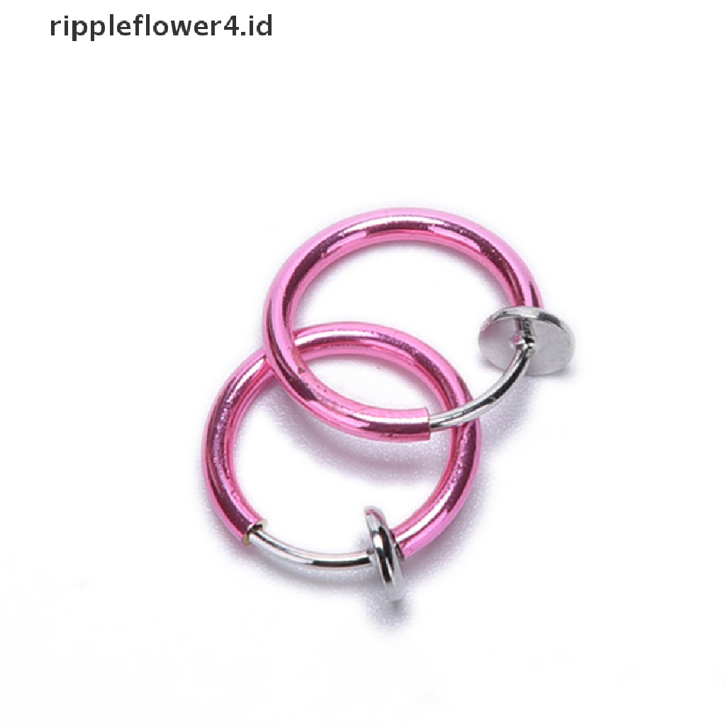 {rippleflower4.id} 2pc Anting Tusuk Palsu Punk Clip On Body Hidung Bibir Cincin Hoop Ear Unisex~