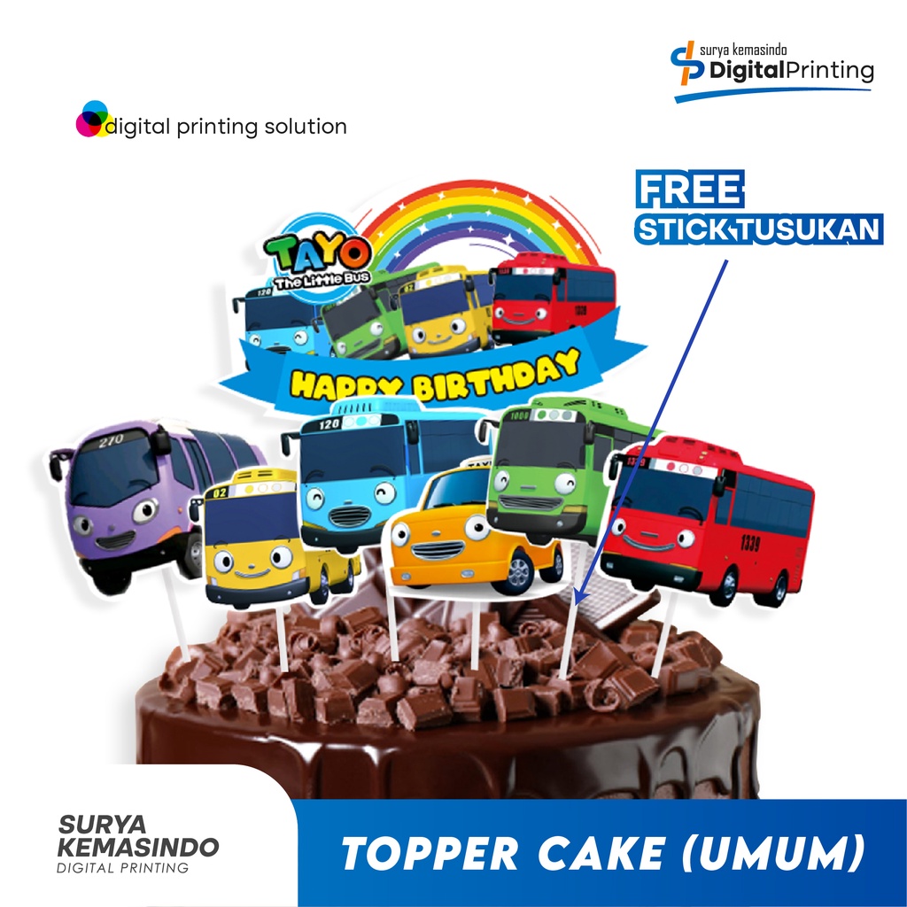 Topper Cake Karakter - topper cake happy birthday - Tayo - Frozen - Animal - Spiderman - upin-ipin