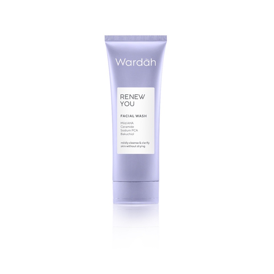 WARDAH Renew You Facial Wash Indonesia / Pembersih Wajah 100ml / Mild AHA Ceramide Sodium PCA Bakuchiol / Mildy Cleanse &amp; Clarify Skin Without Drying / Skincare Face Care / Cleanser Cleansing Sabun Bersih Cuci Muka / Re New Series Anti Aging Penuaan Dini