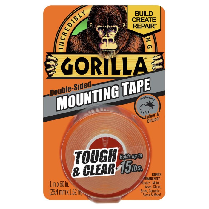 

Double Tape Gorilla Mounting Tape Tough & Clear Perekat 2 Sisi