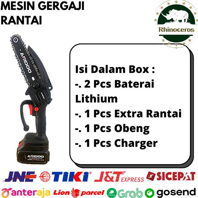 Sale Gergaji Mesin Mini Pemotong Kayu 6" Chainsaw Elektrik Lithium Charger Termurah