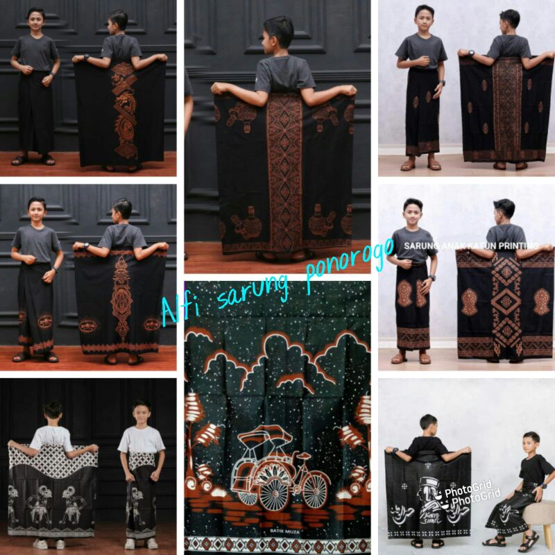 Sarung batik anak /pekalongan/motifnaga/macan/gunungan/becak/sepeda/benowo/almahdihh