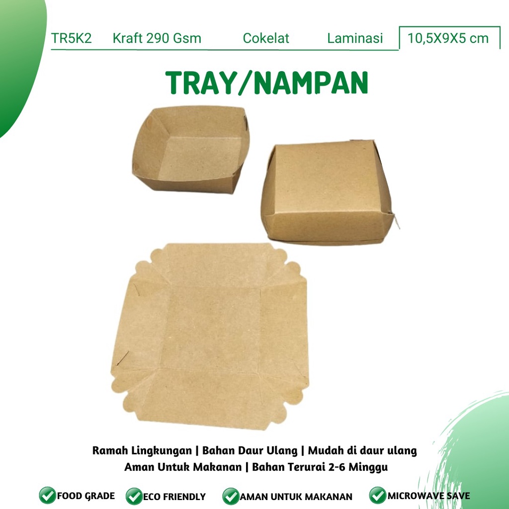 Paper Tray Bungkus Makanan Nampan (TR5K2-10.5X9X5 Cm)