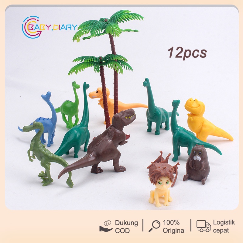 [COD] 12 pcs Mainan Binatang Dinosaur Tarzan Jungle isi