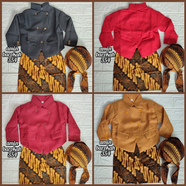 COD...!!! Setelan Baju Beskap Anak + Bawahan Jarik Instan + Blangkon Solo (Ukuran Bayi Sampai SD) #Adat #Jawa #Tradisional #TedakSiten