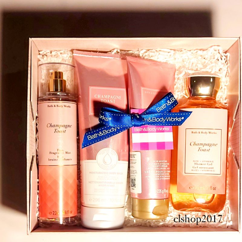 BBW CHAMPAGNE TOAST FULL SIZE GIFT SET PAKET BATH &amp; BODY WORKS