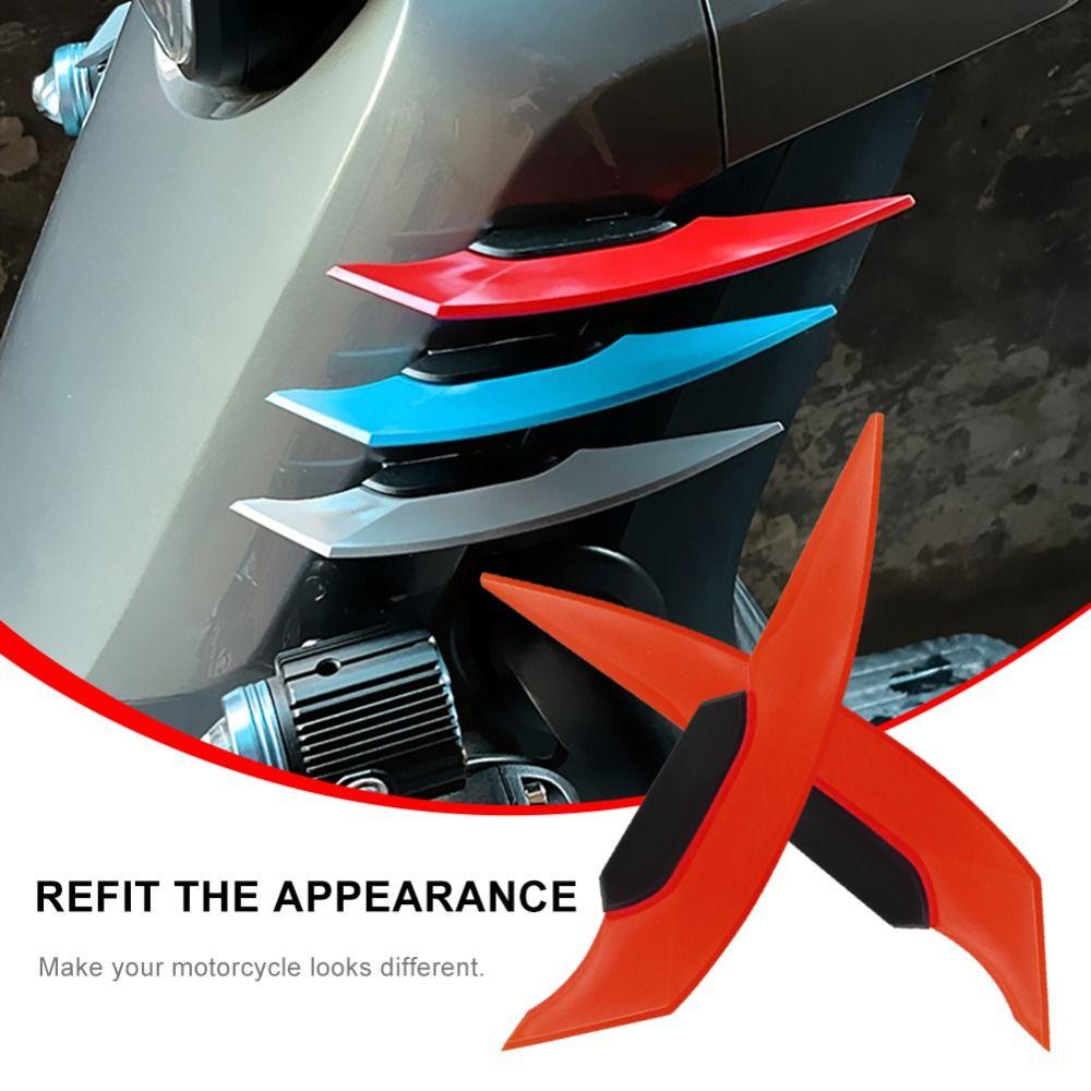 Wonder 1pasang Motor Front Fairing Fashion Spoiler Sayap Retrofit Decor Sticker Dekorasi Motor