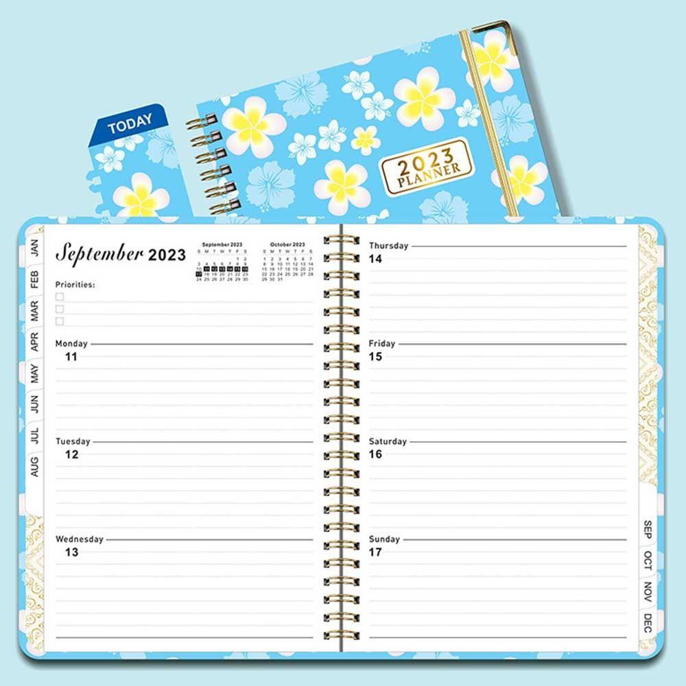 R-flower 2023 Agenda Notebook Plan Book Hadiah Bulanan Mingguan Kantor Perlengkapan Sekolah Dengan Telunjuk Stiker Alat Tulis 12-bulan Diary