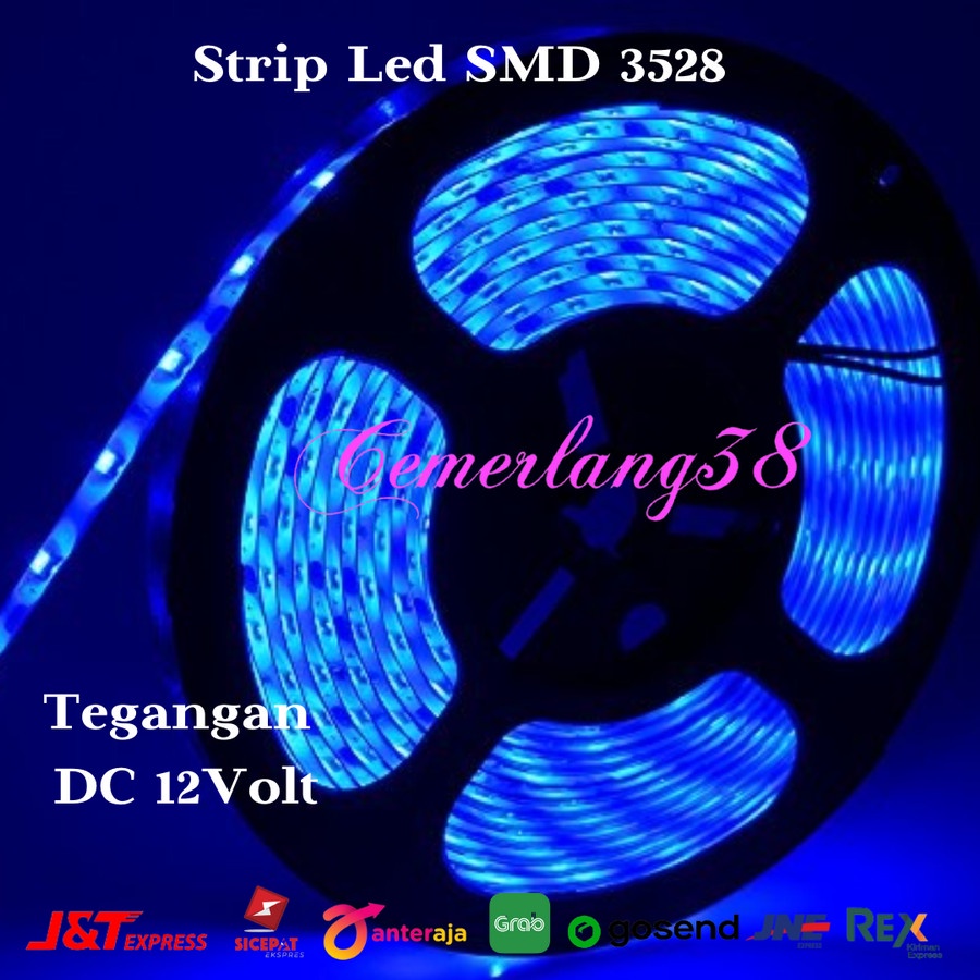 LED Strip SMD 3528 BIRU/BLUE DC 12V IP33 INDOOR N Gel