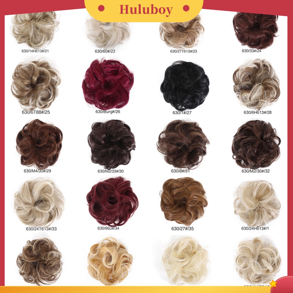 Wig Rambut Ekstensi Model Keriting Gelombang Messy Donut Chignons Untuk Wanita