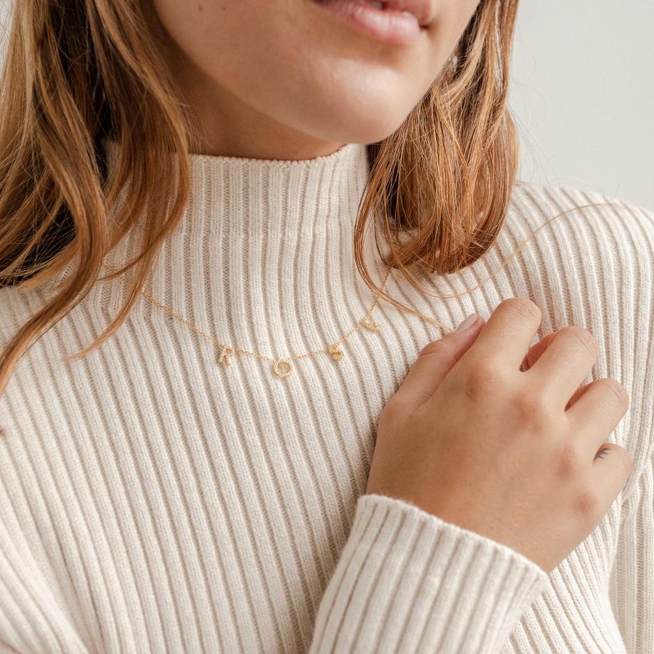 AQILA JEWELRY - Kalung Nama Huruf Titanium Anti Karat Liontin Ukir Nama Gold PlatedFashion Aksesoris