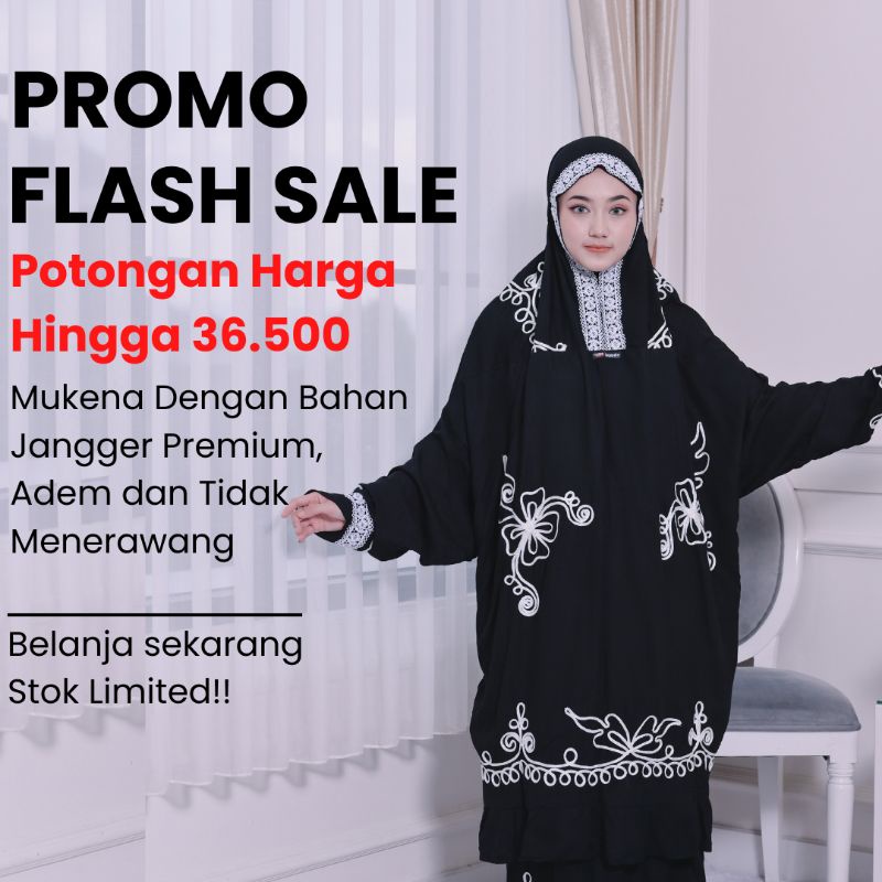 Mukenah Dewasa Rayon Traveling Hitam Adem Premium RAJWA -  5 Warna Cantik Ready Stok