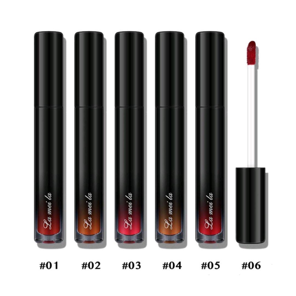 LAMEILALip Gloss Pelembab Lip Glaze Lipstik Cair Silky Misty BLACK EDITION