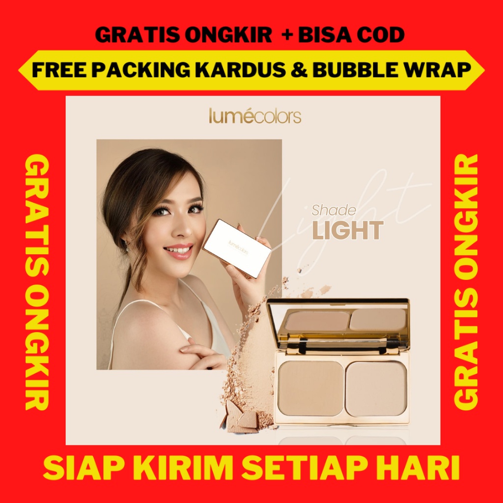 Bedak Padat Lumecolors Shade Light untuk Kulit Putih Langsat Terang, Compact Powder Lumecolors Light