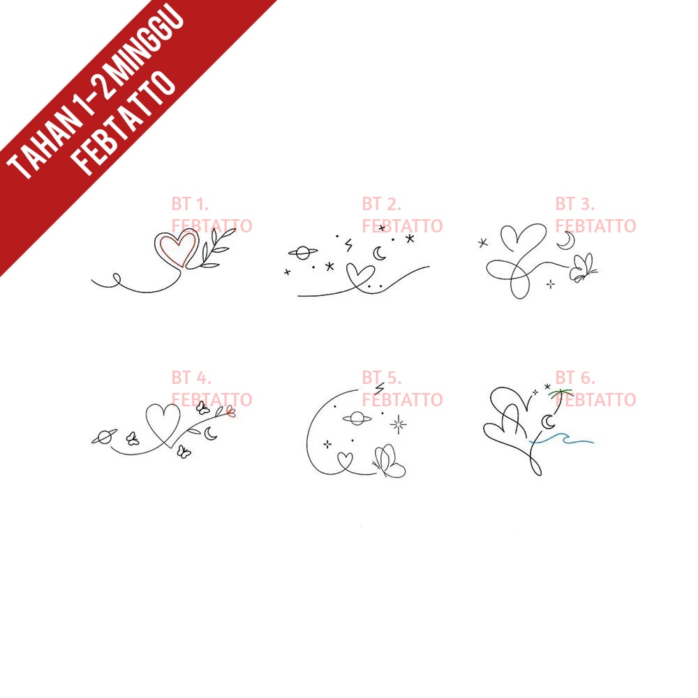 Tato Temporer Tato love mini Tato butterfly minimalis Stiker Tato - BT 1-6