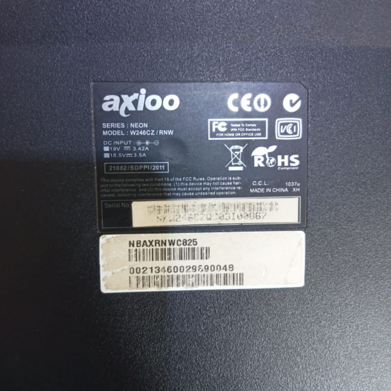 Laptop Axioo Neon RNW Intel Celeron Ram 3GB/HDD 320GB Layar 14inch intel HD Graphic Siap pakai full aplikasi ok