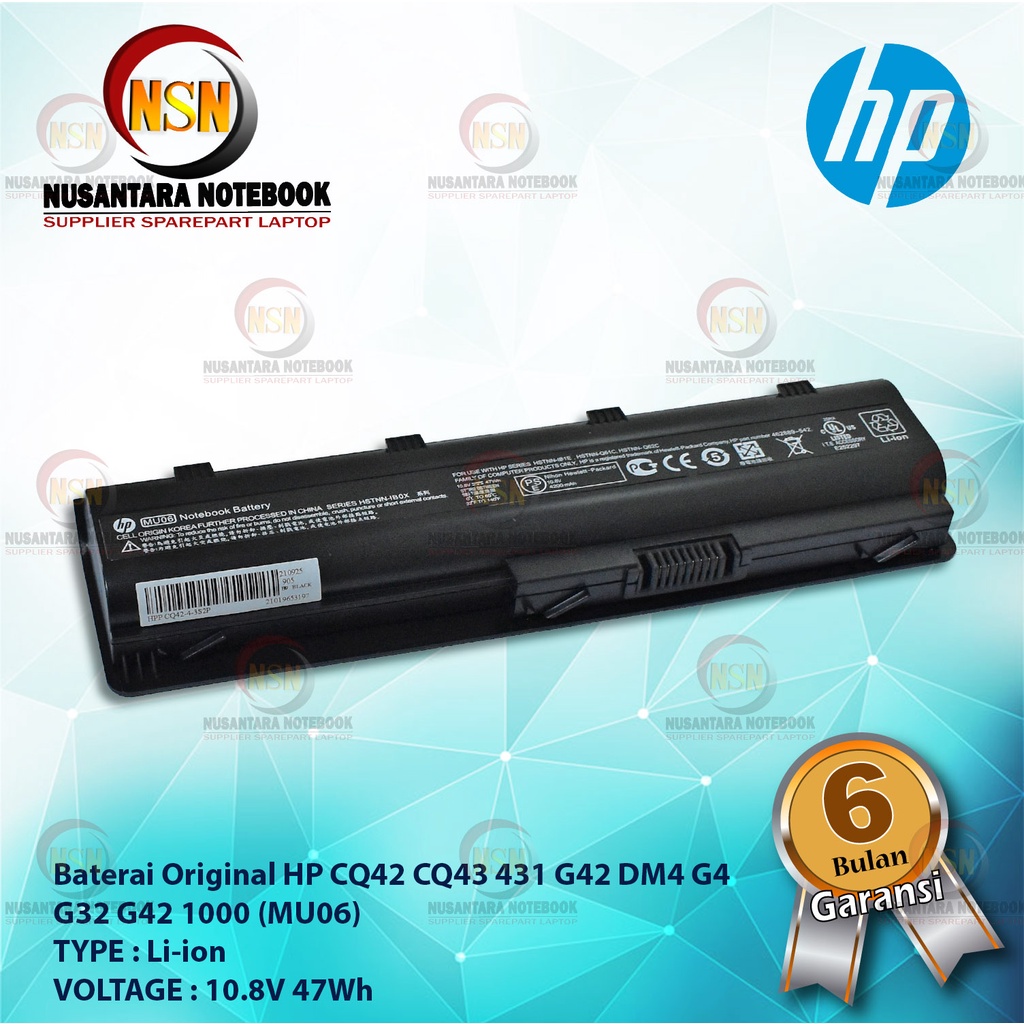 Baterai Laptop HP ORIGINAL CQ42 CQ43 431 G42 DM4 G4 G32 G42 1000 10.8V 47Wh