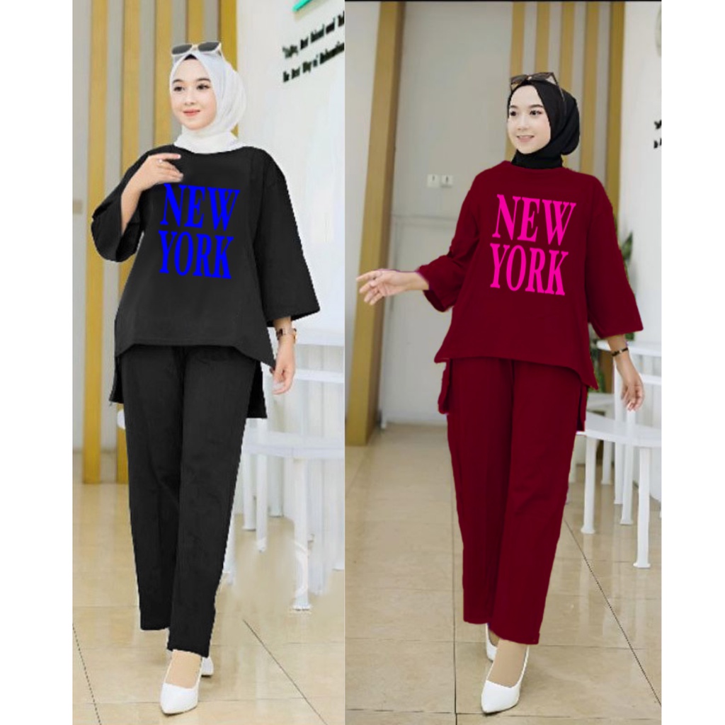 Setelan Tunik Muslim New York/ Blouse Wanita