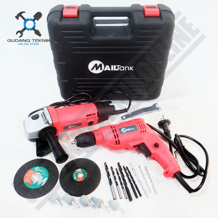 PAKET Mesin Gerinda Mesin Bor Tangan Listrik SET SH119 MAILTANK / Angle Grinder Electric Drill Grenda Bor Listrik Tangan SH-119 MAILTANK