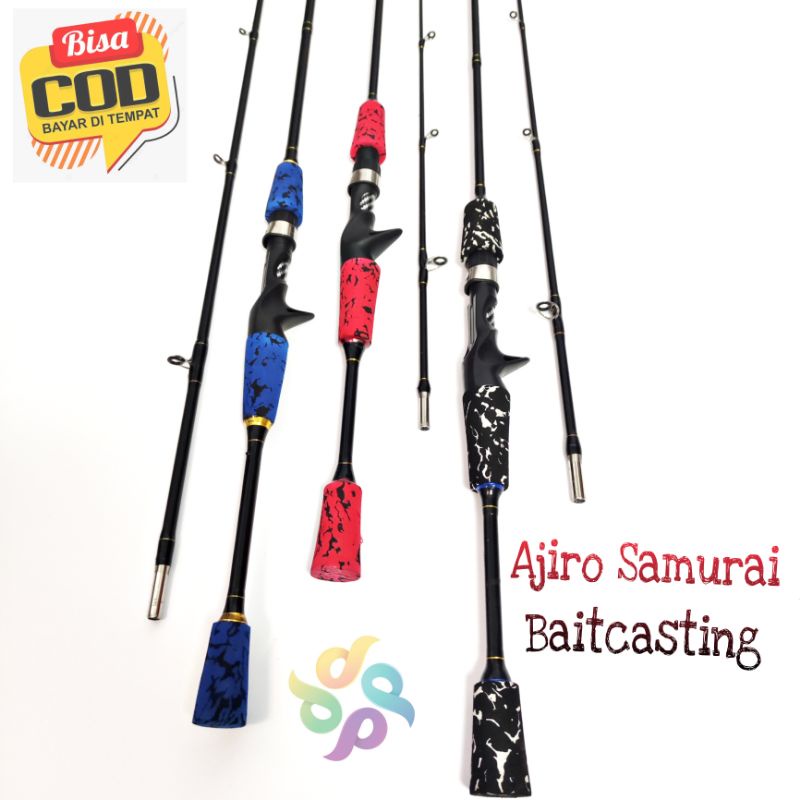 murah joran pancing casting lentur medium fiber solid padat baitcasting ajiro samurai baitcasting 150 165 180 198 cm cod