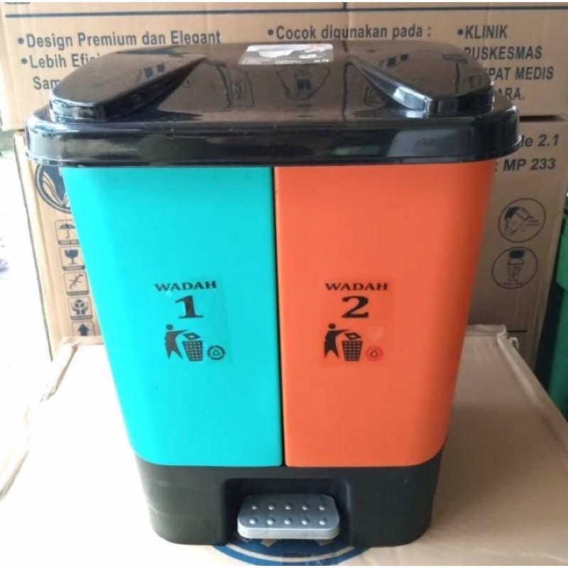 TEMPAT SAMPAH INJAK 20 LITER / Tempat Sampah Injak 2 Wadah/Barrel