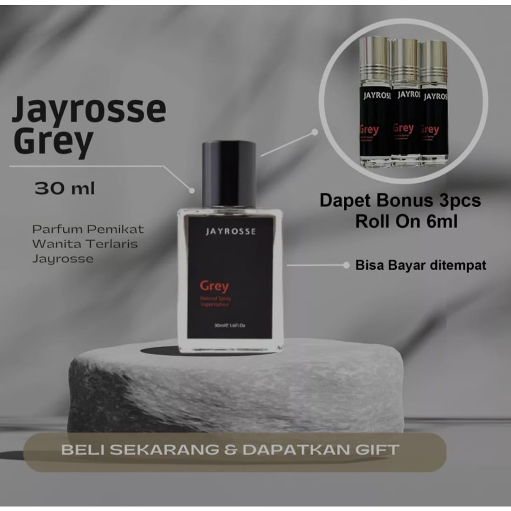 BELI 1 GRATIS 3 PCS Roll On 6ml Parfum Pria GREY Jayrosse ASLI Tahan Lama Minyak Wangi Cowok Viral D