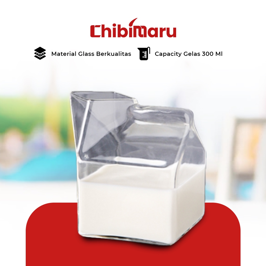 Gelas Kaca Kopi Susu Estetik Bentuk Milk Box 300ml Aesthetic